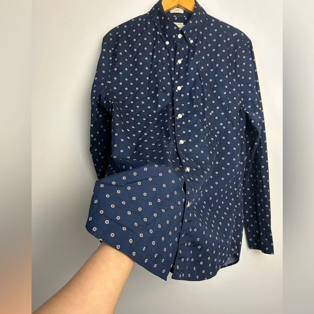 J. Crew by Lewn 100s 2‎ ply Yarn Shirt Mens M Slim Secret Wash Button up Floral